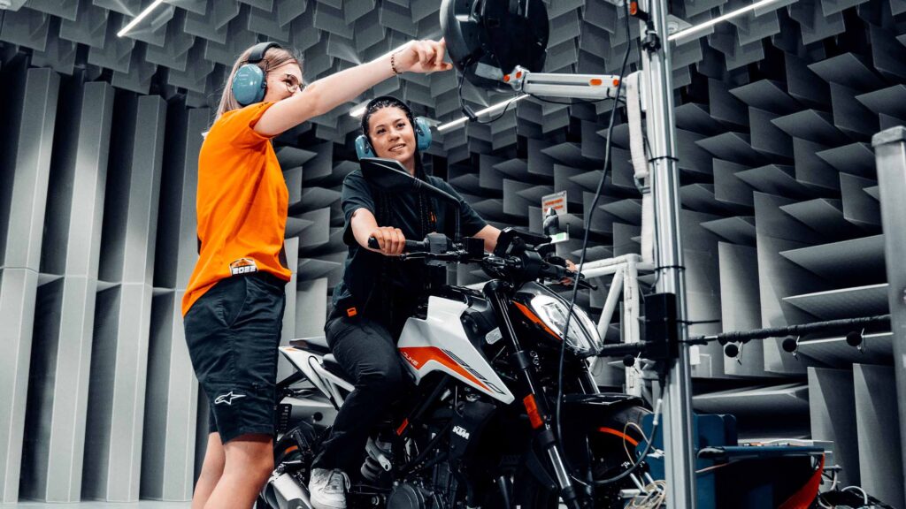 Person testing motorcycle
